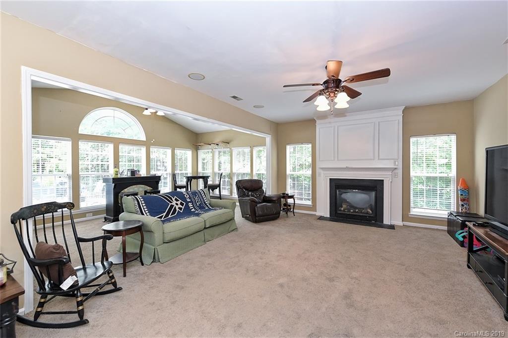 255 Choate Avenue Fort Mill, SC 29708 - Photo 13 of 38 a living room with furniture a fireplace and a large window with garden view