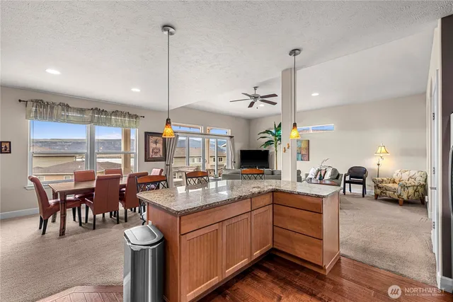 a kitchen with lots of counter top space