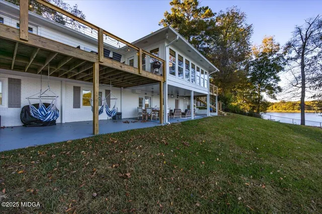 a view of a lake with a city view