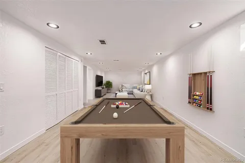 a view of a room with shelves