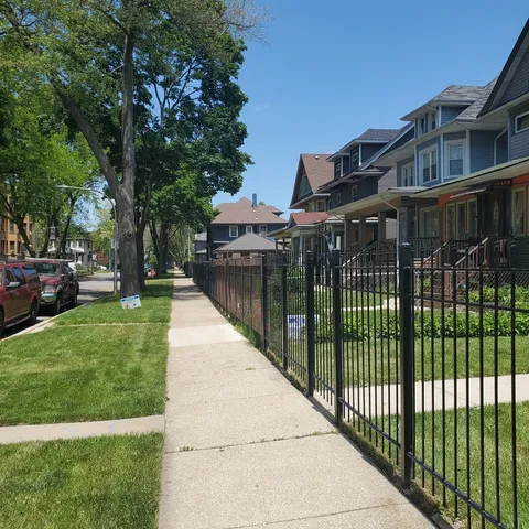 a view of a building with a street view
