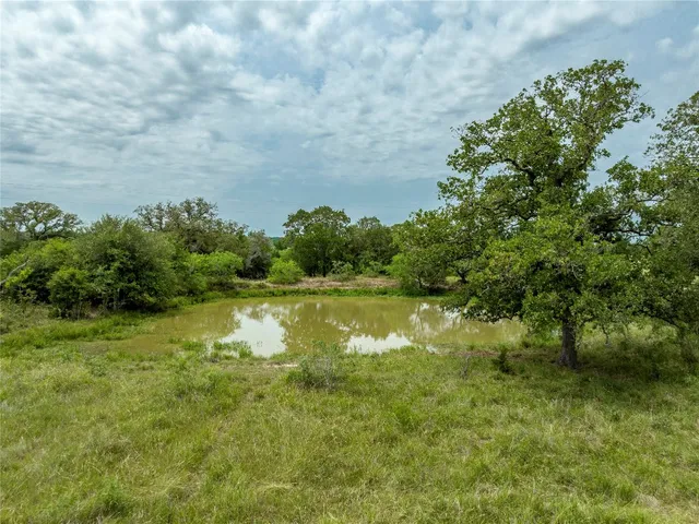 a view of lake with green space