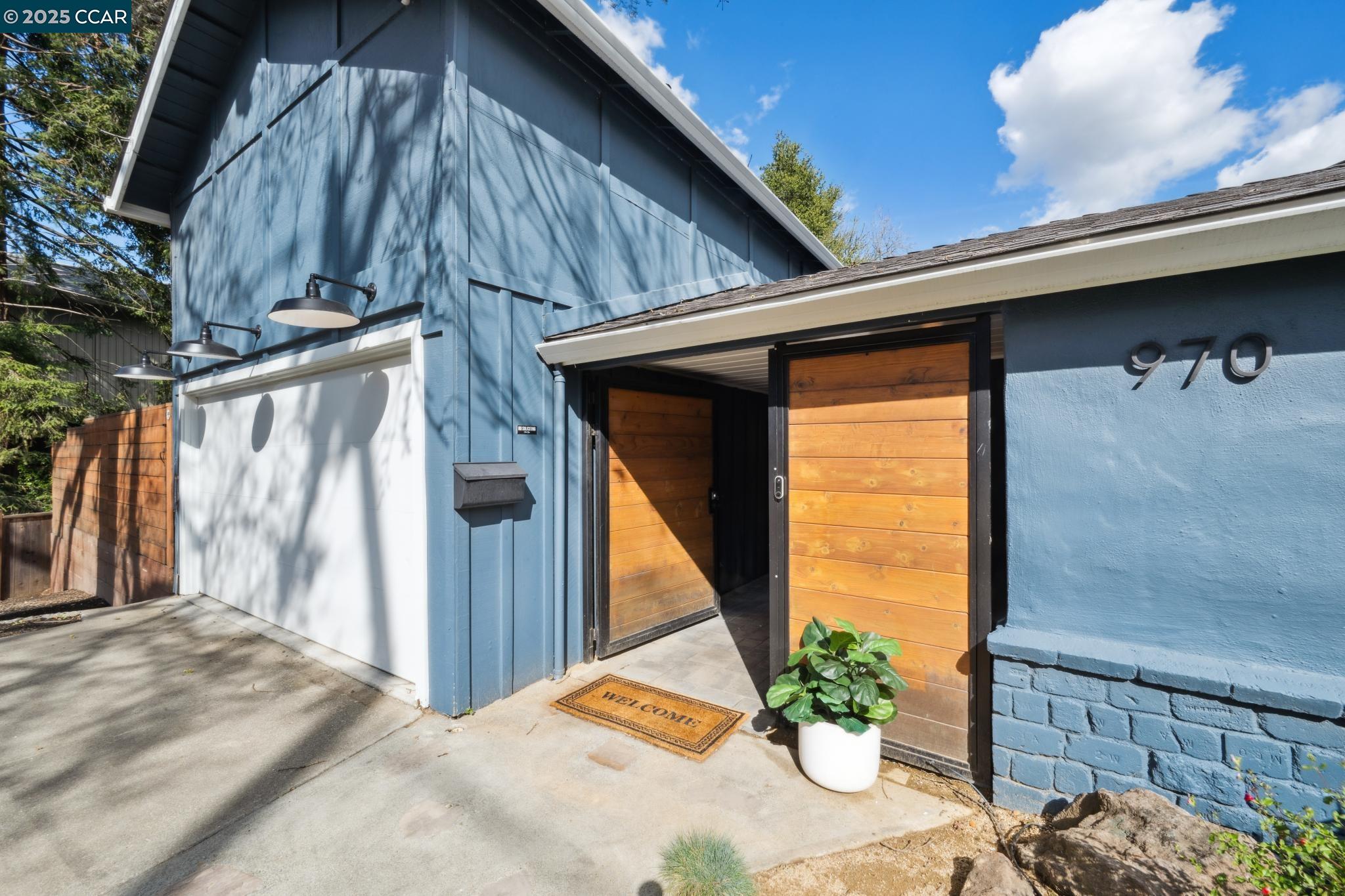 a view of a house with a wooden door