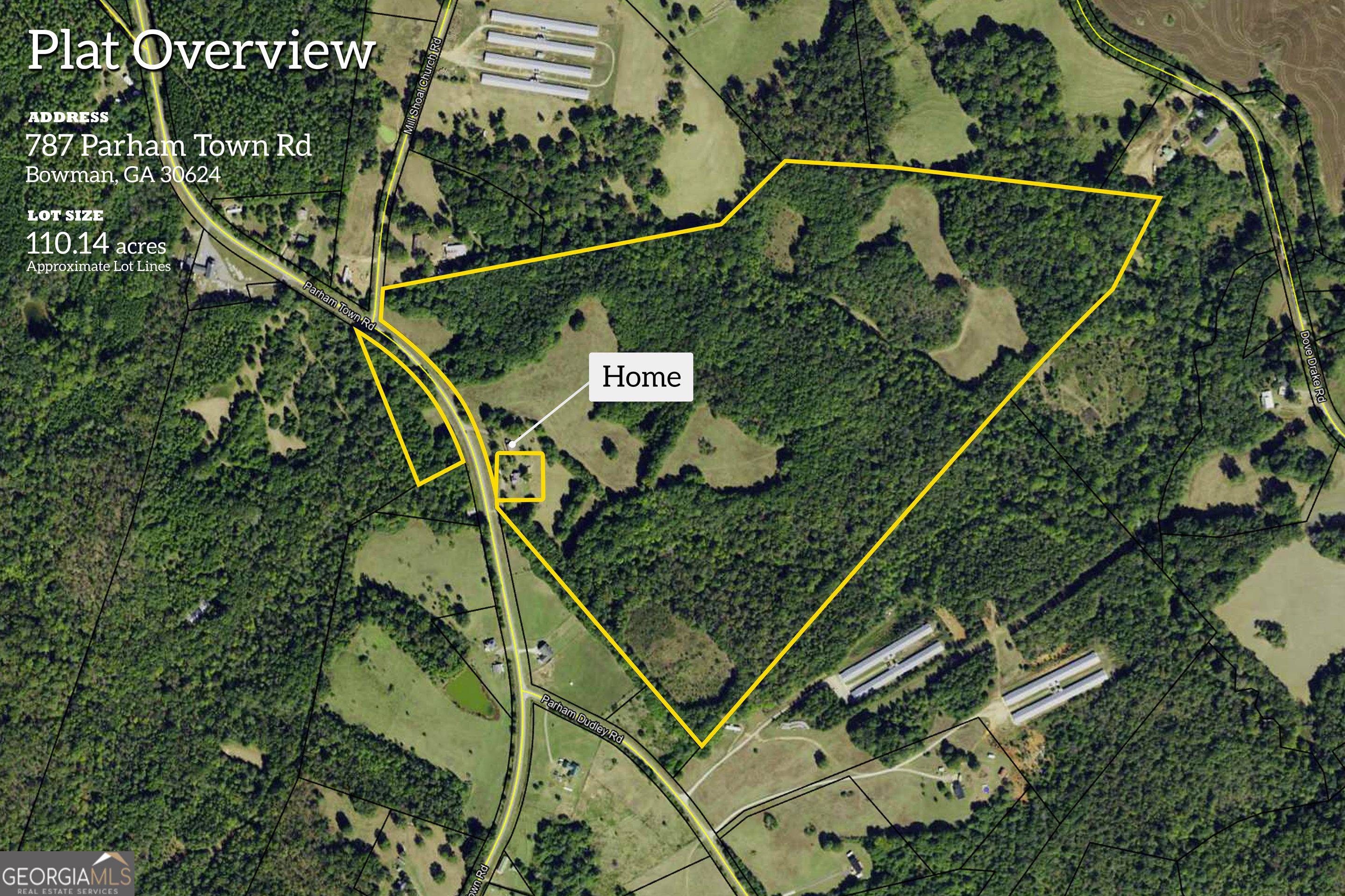 787 Parham Town Road Bowman, GA 30624 - Photo 36 of 49 an aerial view of a tennis court