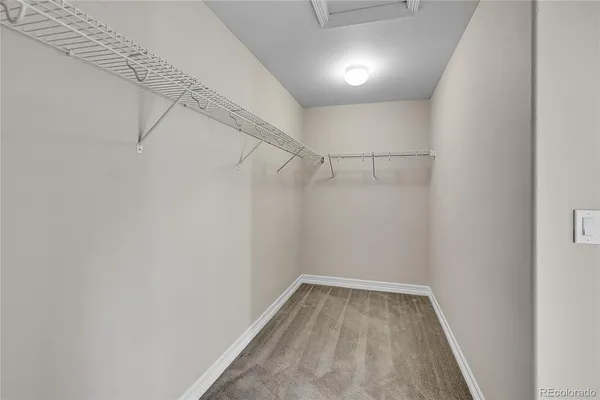 a view of a room with racks on the wall