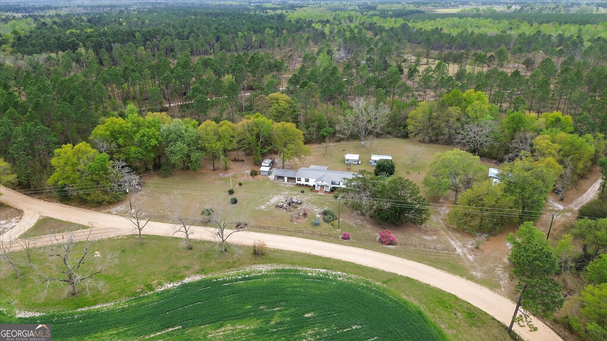 13541 Pine Burr Road Metter, GA 30439 - Photo 39 of 44 an aerial view of a house with a yard