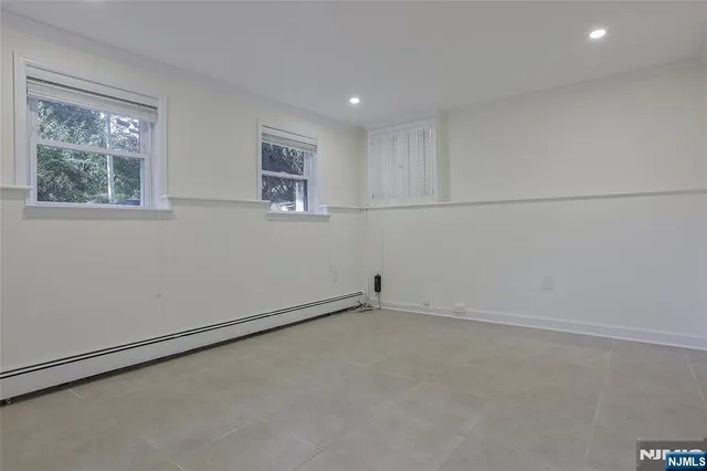 an empty room with a workbench