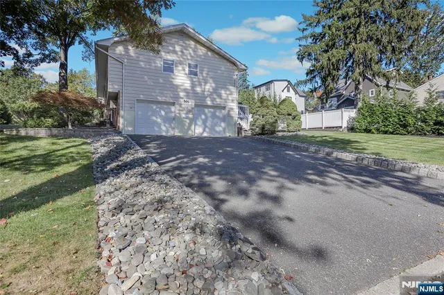 a view of a yard with plants and trees