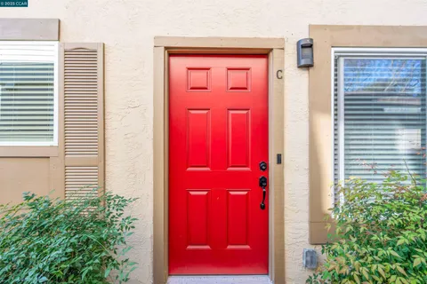 view of a red door of the house