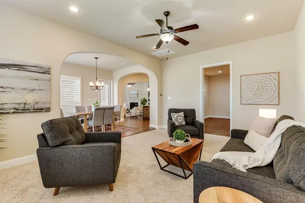 a living room with furniture