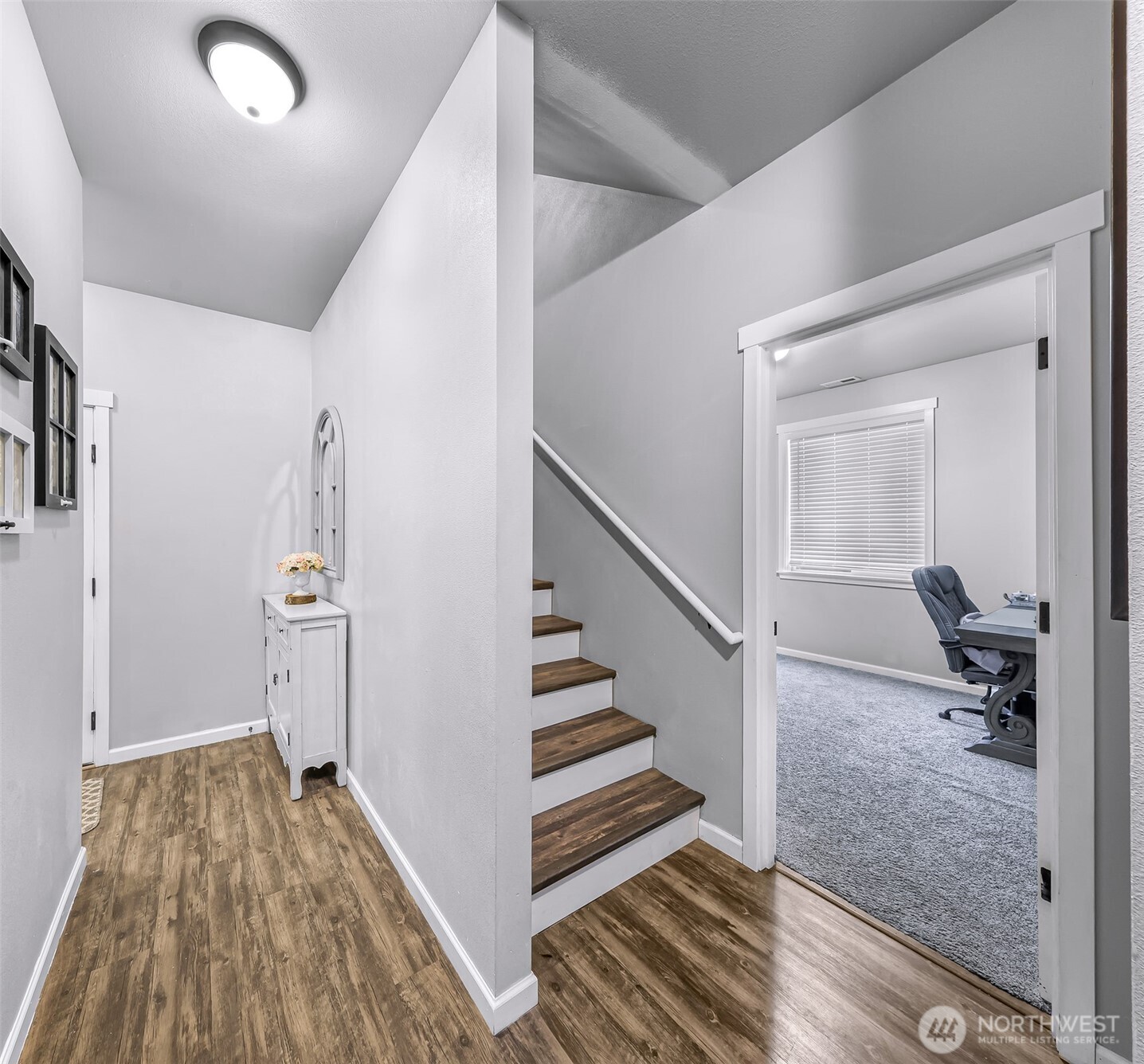 19727 Skyridge Road Mount Vernon, WA 98274 - Photo 20 of 32 a view of a hallway view with wooden floor and staircase