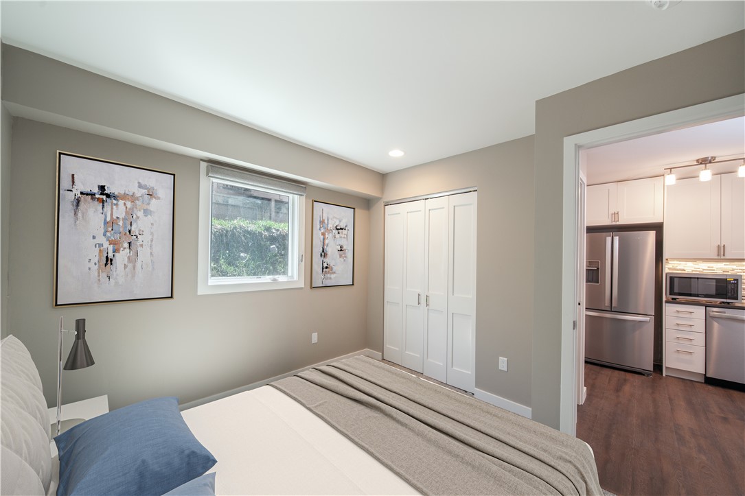 Downstairs bedroom, Virtually staged.