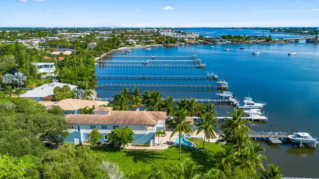 a view of a lake with a city