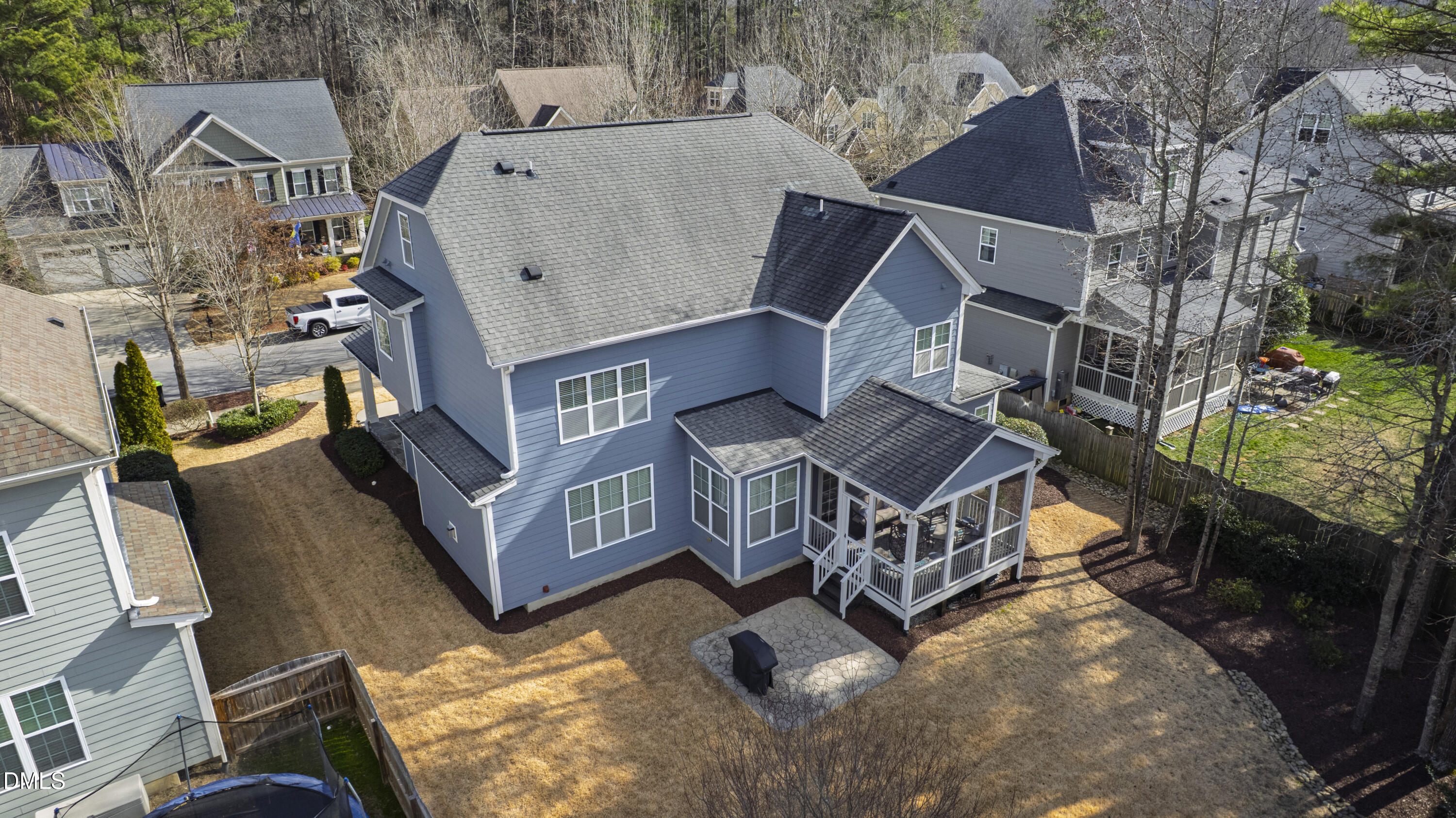 417 Wanderview Lane Holly Springs, NC 27540 - Photo 74 of 86 an aerial view of a house with roof deck and seating space