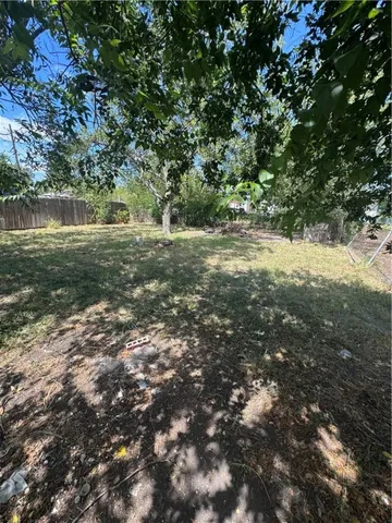 a view of a yard with a tree