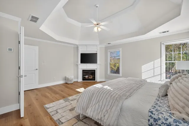 a bathroom with a shower and toilet