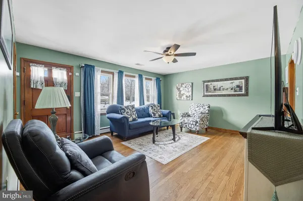 a living room with furniture and a flat screen tv