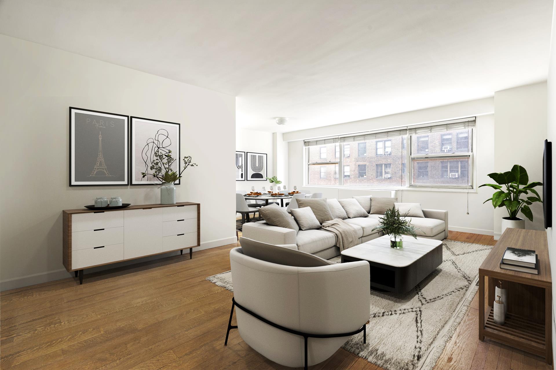 400 East 54th Street, Unit 14E Manhattan, NY 10022 - Photo 1 of 14 a living room with furniture and a potted plant
