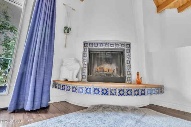 a view of a fireplace in a room