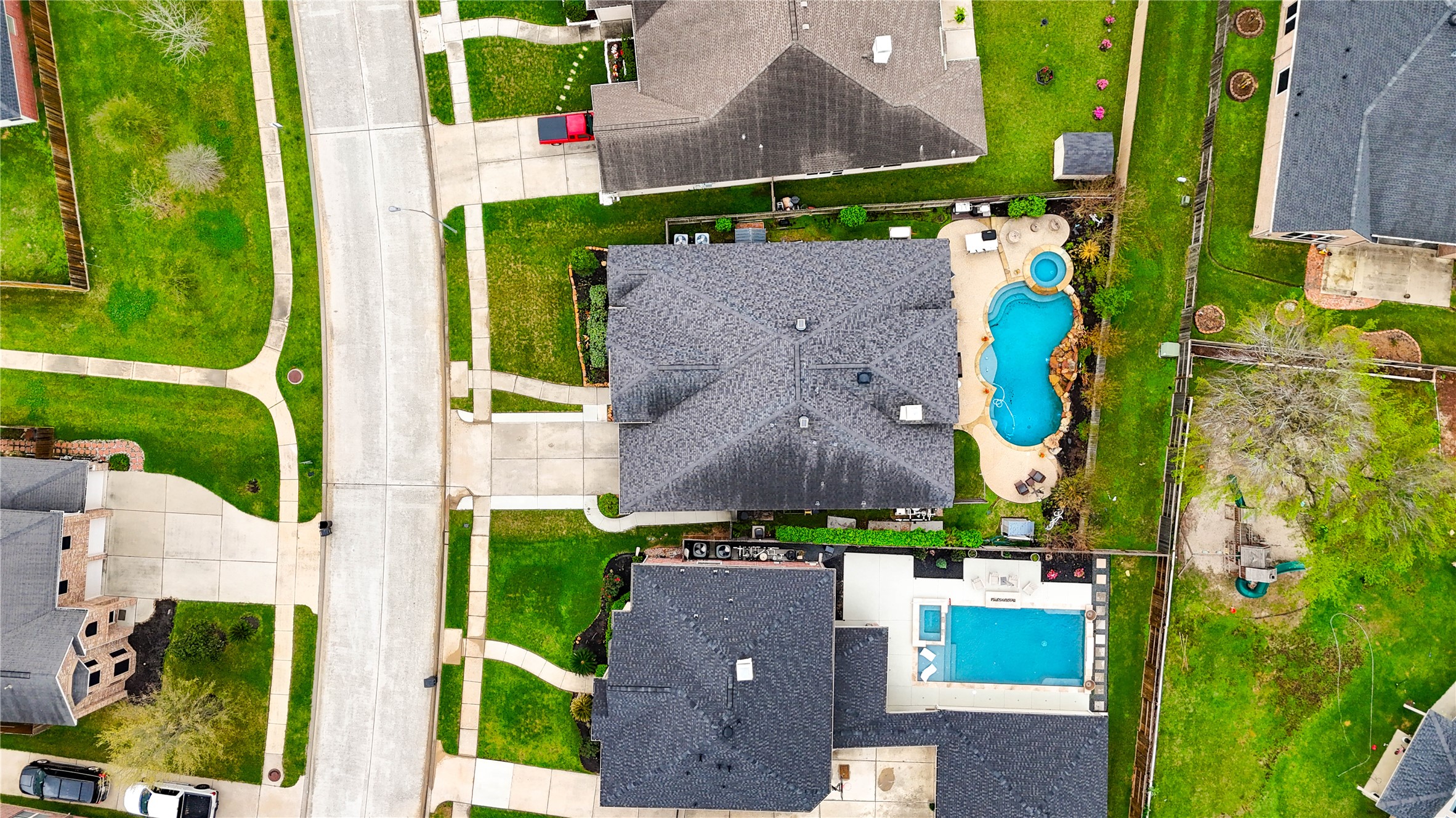 25831 Morgan Springs Spring, TX 77373 - Photo 46 of 49 an aerial view of a house with a yard and a large tree