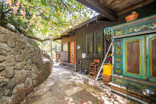 a view of a porch with a hanging space