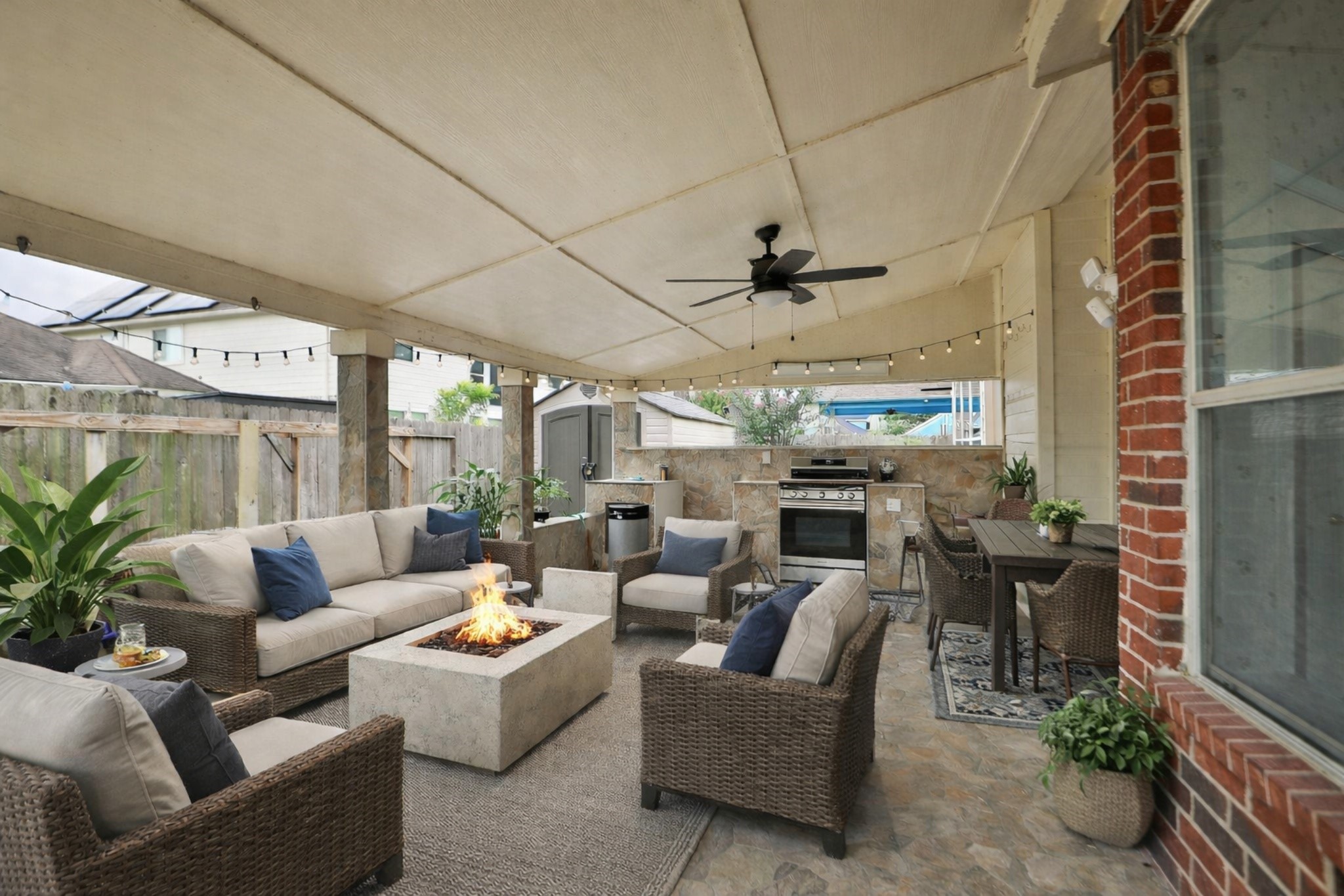 Virtually Staged. Here is the large outdoor custom built kitchen. Perfect for entertaining.