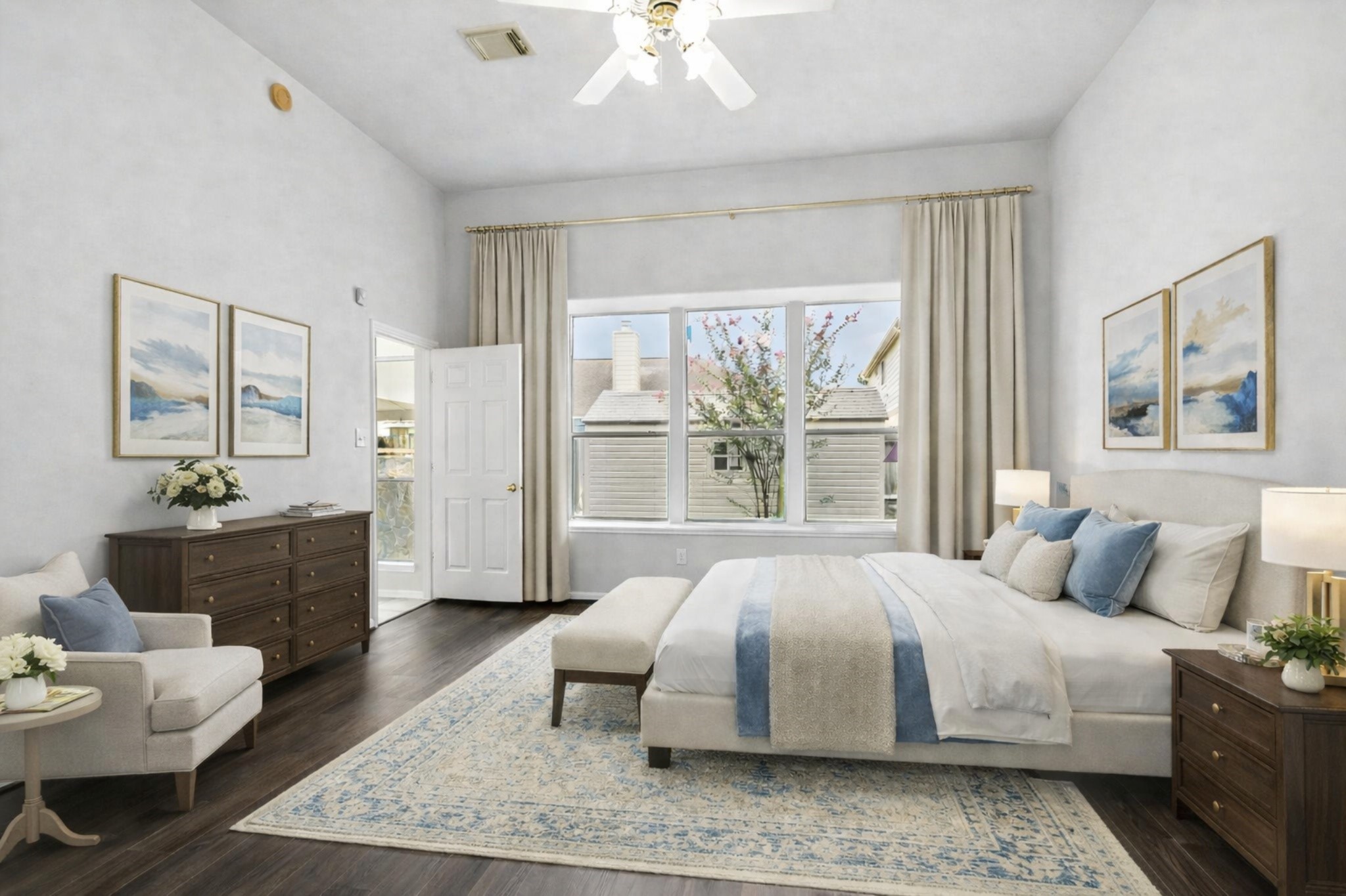 20907 Divellec Lane Spring, TX 77388 - Photo 23 of 50 Virtually staged. Here is a view of the primary suite. The windows give you a view to the backyard.