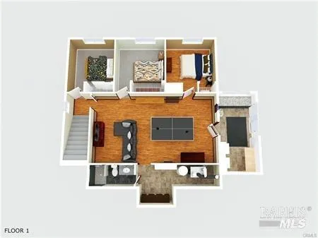 a view of backyard with wooden fence and trees