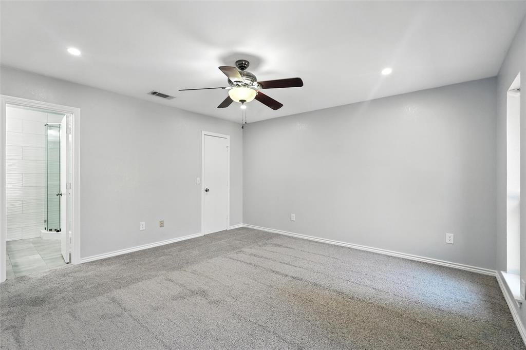 1402 Country Lane Allen, TX 75002 - Photo 16 of 39 Unfurnished room featuring light colored carpet, recessed lighting, and a ceiling fan