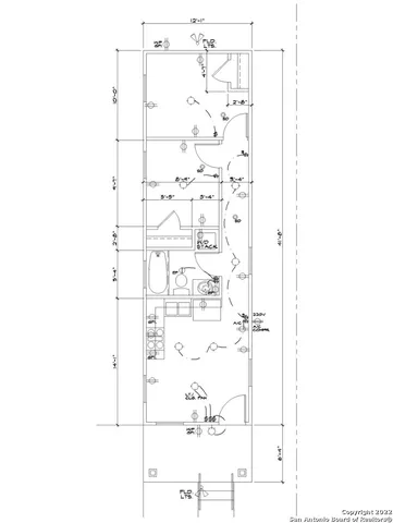 a bathroom with a shower and a mirror