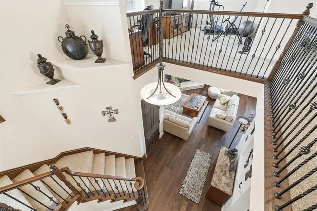 a view of balcony with furniture