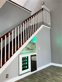 a view of wooden balcony