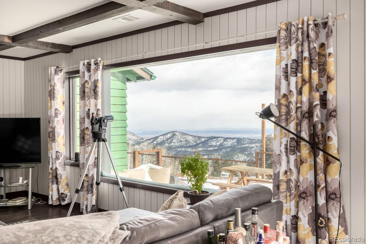 8537 Doubleheader Ranch Road Morrison, CO 80465 - Photo 12 of 48 a bedroom with furniture and a flat screen tv