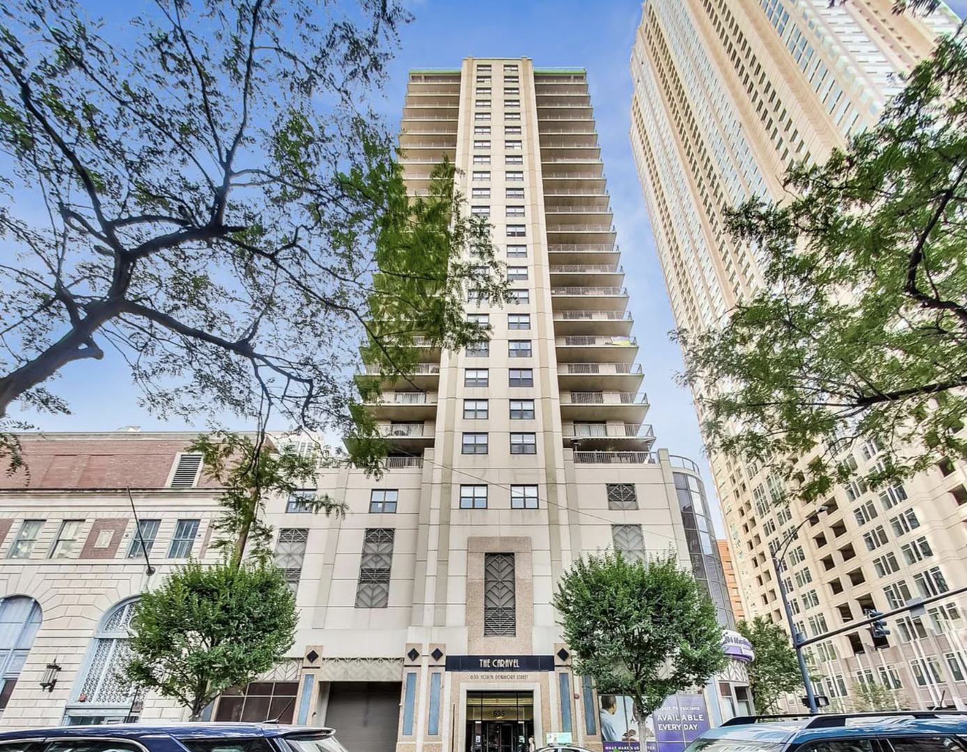 a front view of a building