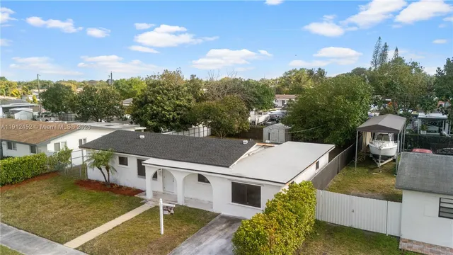 an aerial view of a house