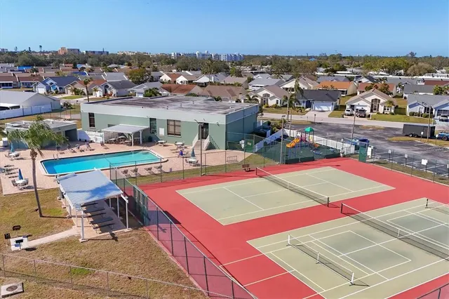 a view of a park with slide