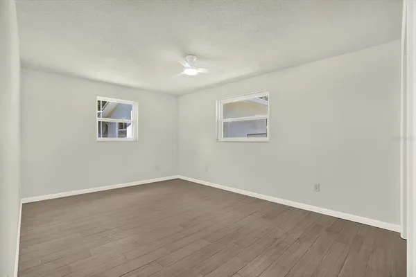 an empty room with a workbench