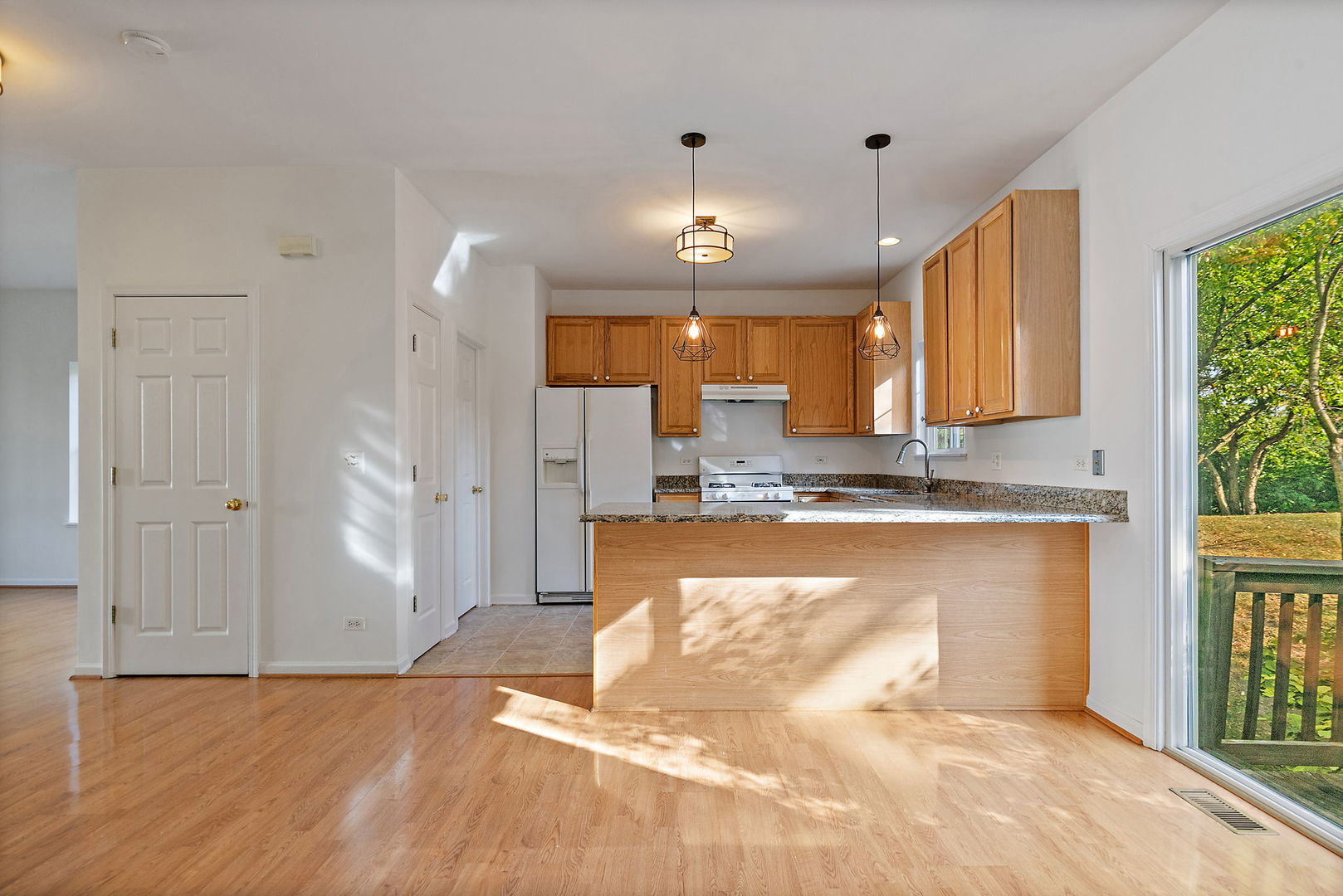 71 Monarch Drive Streamwood, IL 60107 - Photo 2 of 19 a view of a kitchen with granite countertop cabinets and a wooden floor