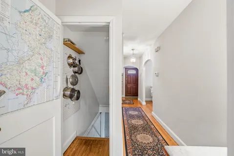 a view of a park with large trees