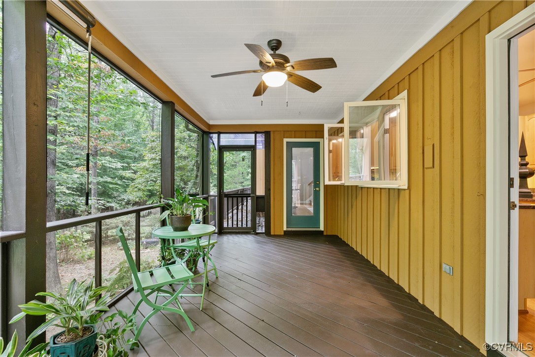 12293 Stancroft Road Rockville, VA 23146 - Photo 42 of 49 Unfurnished sunroom with ceiling fan