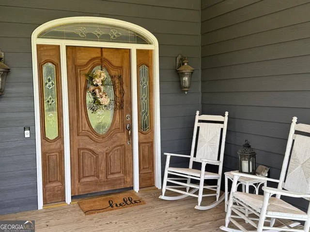 a front view of a house with entrance
