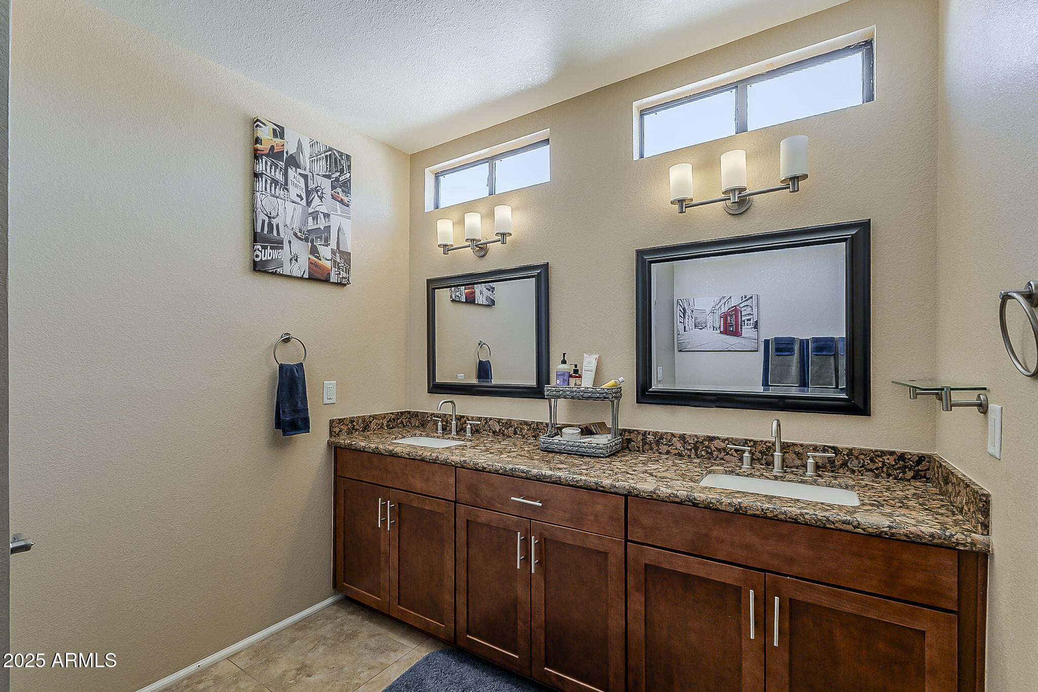 1927 East Ranch Road Tempe, AZ 85284 - Photo 38 of 64 a bathroom with a granite countertop double vanity sink and a mirror