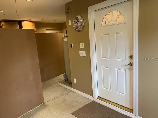 a view of a hallway with elevator