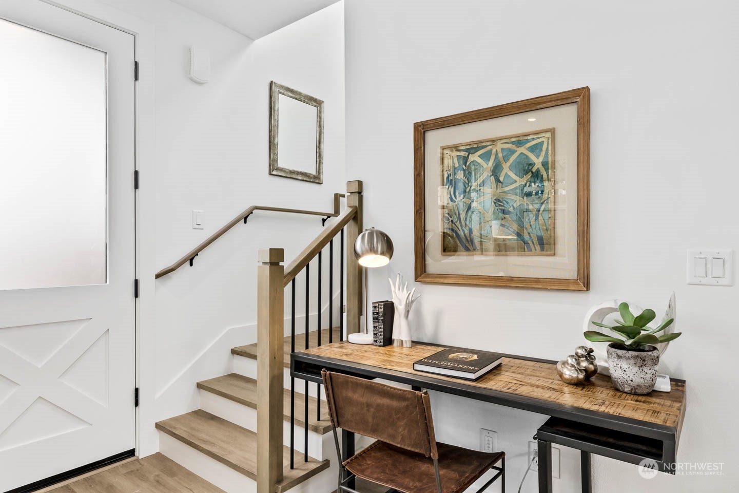 533 North 71st Street, Unit B Seattle, WA 98103 - Photo 14 of 23 a view of a livingroom with furniture and stairs