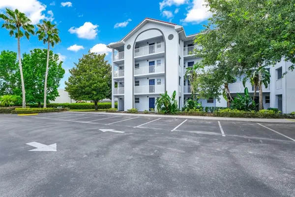 a view of a building with a street