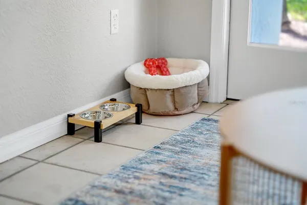 a living room with a couch and a table