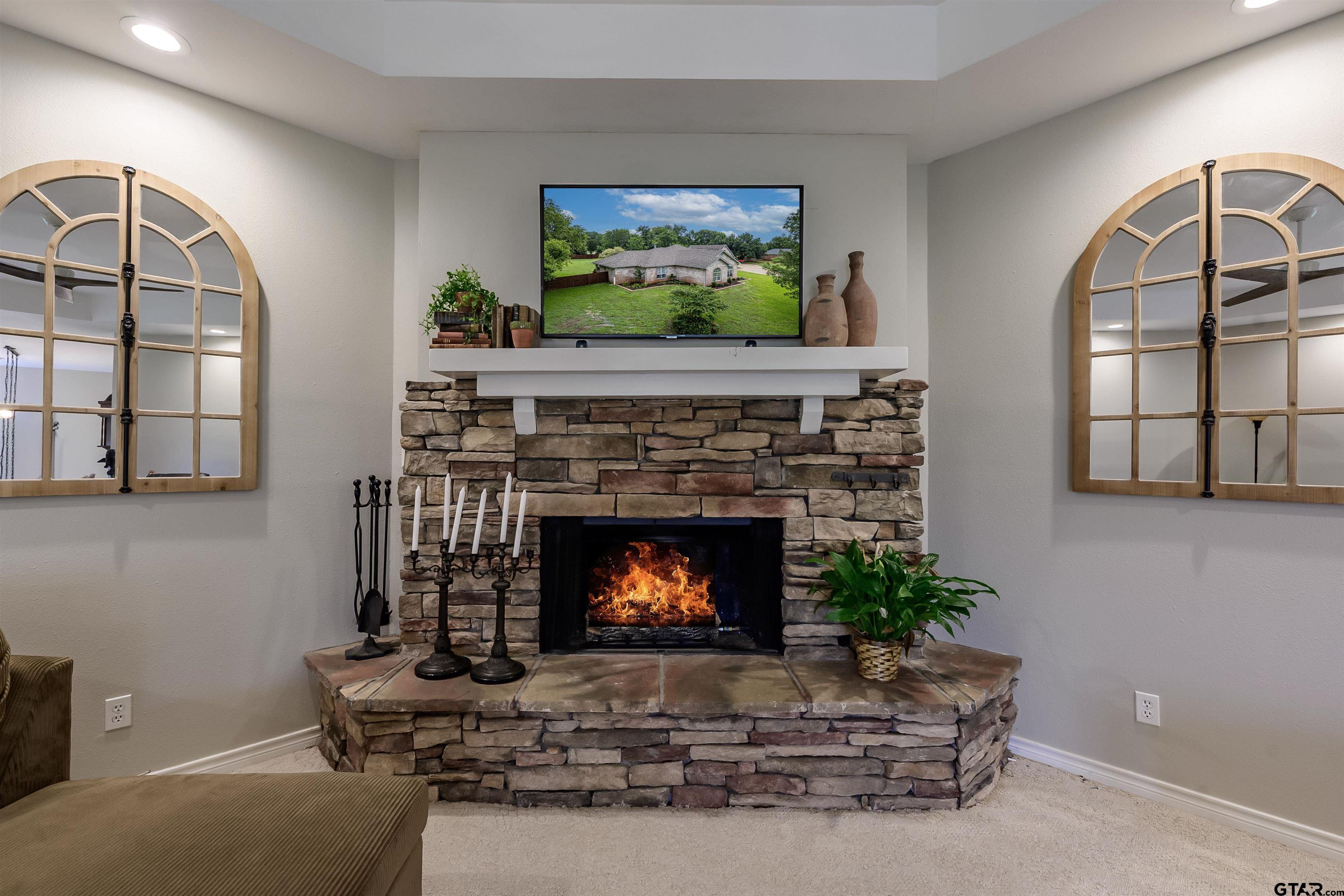 10074 Hillside Lane Flint, TX 75762 - Photo 5 of 22 a living room with furniture and a fireplace