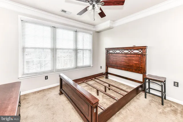 a living room with a bed and a window
