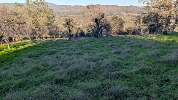 a view of grassy field with mountain view