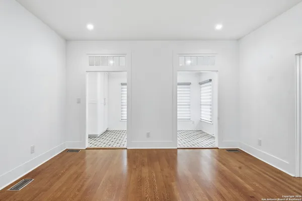 a view of entryway with wooden floor